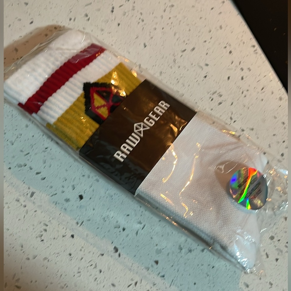New Raw Gear Retro Socks-white w/red & yellow price for 1pr